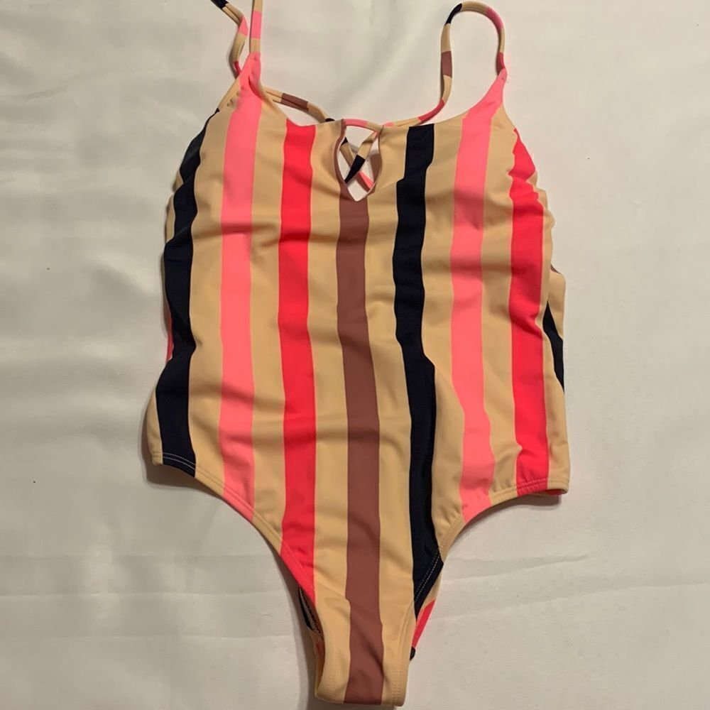 Xhilaration Size medium multicolor striped one piece swimsuit NWT